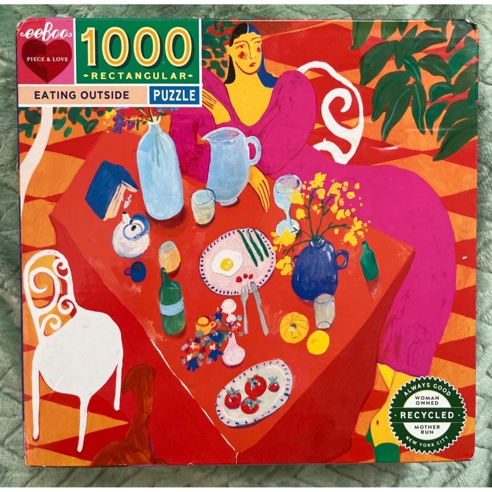 New Sealed Eeboo Ana Leovy Eating Outside 1000 Pc Jigsaw Puzzle Women Owned Art
